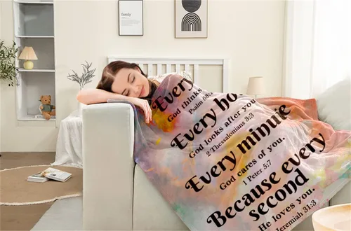 Vista 5 de Regalos cristianos para mujeres, regalos religiosos de 50 x 60 pulgadas, manta con pensamientos inspiradores y oraciones, manta religiosa, regalos