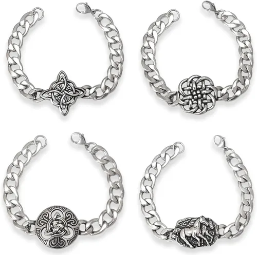 Vista 5 de Pulseras, pulsera de cadena de nudo de bruja vintage de moda, pulsera única de nudo de bruja en acero inoxidable de larga duración para los amantes
