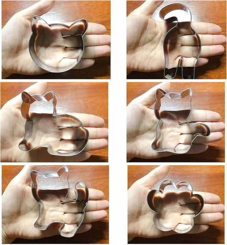 Vista 8 de LUBTOSMN Juego de 6 moldes de cortador de galletas de gatito, cara de gato, trasero de gatito, pata y 3 formas lindas para fiestas temáticas de gatos