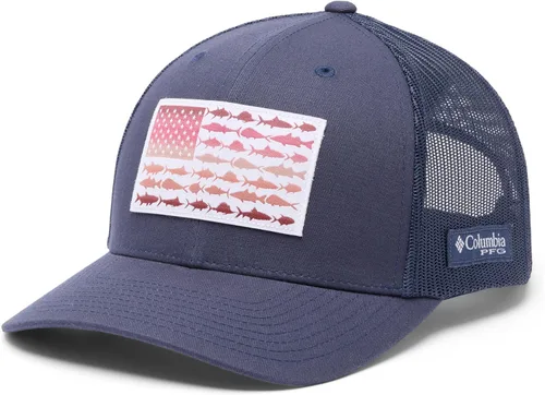 Vista 128 de Columbia Gorra de bola de malla Bandera antigua de malva/blanco/pescado