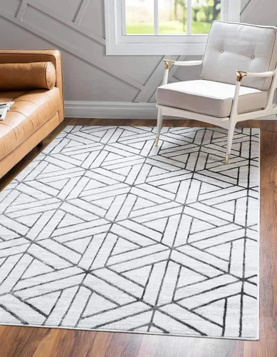 Vista 22 de Unique Loom Matrix Trellis Collection - Alfombra de área, diseño (2 pies x 6 pies 1 pulgada, color azul/marfil)