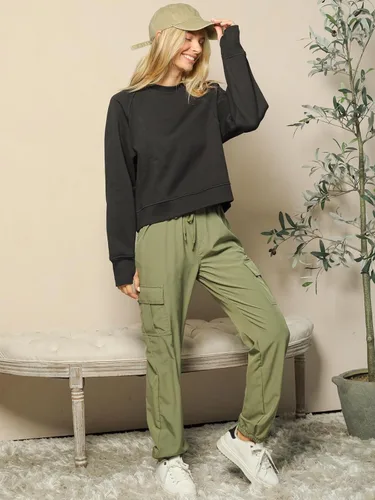 Vista 19 de Design by Olivia Sudadera básica suave y cómoda de cuello redondo para mujer, ropa de otoño