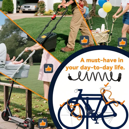Vista 5 de SEPOX® Paquete de 2 piezas de 1.83 m de cable extra largo con combinación para bicicleta, cerradura de seguridad retráctil de 4 dígitos, cable de 12