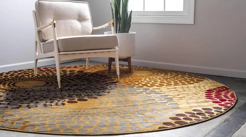 Vista 2 de Unique Loom Barista Collection - Alfombra moderna a cuadros, contemporánea, multicapas, Algodón, Beige/Negro
