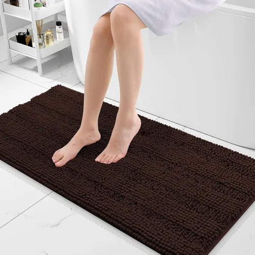 Vista 54 de Grandaily Alfombras de baño de felpilla a rayas de 24 x 16 pulgadas, extra gruesas y suaves, absorbentes, parte trasera de goma, alfombra de ducha