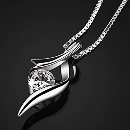 Vista 2 de ZYooch - Dije con la palabra Mom grabada para mujer collar de compromiso de diamantes de imitación joyas para regalar