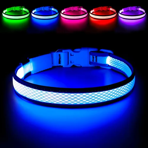 Vista 16 de Flashseen Collar LED para perro, collar de perro con luz recargable por USB, luces más brillantes para caminar por la noche, collar de perro con luz