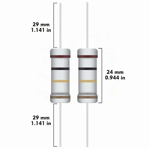 Vista 3 de Kit de resistencias de película de carbono de 5 W de 1 ohmio a 1M Ohm 25 valores Surtido de resistencias de 5 vatios y 5%