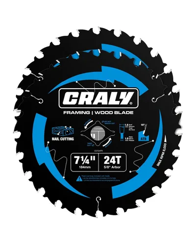 Vista 11 de CRALY Hoja de sierra circular para corte de madera de 6-1/2 pulgadas con 24 dientes, árbol de 5/8 pulgadas, con punta de carburo, corte fino