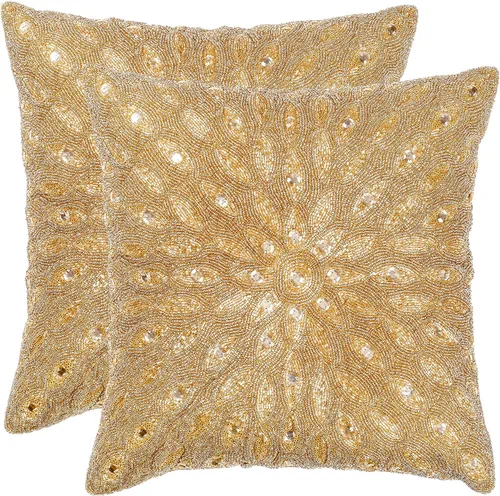 Vista 13 de Lightnpro - Funda de almohada hecha a mano con cuentas doradas, 12 x 12 pulgadas, elegante funda de cojín decorativo de acento para sofá, sillón