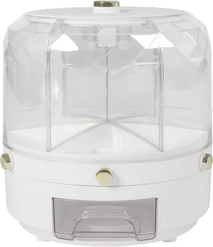 Vista 9 de Dispensador de granos de arroz y cereales, contenedor de almacenamiento de arroz y granos de 6 rejillas, rotación de 360 grados, cubo