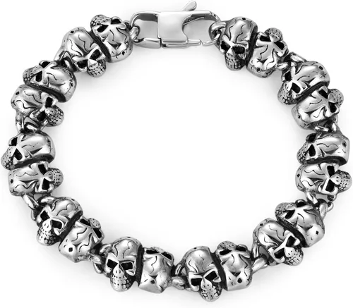 Vista 6 de Pulsera de cadena de eslabones vintage para hombre, acero inoxidable, cierre de palanca, Biker Punk Rock