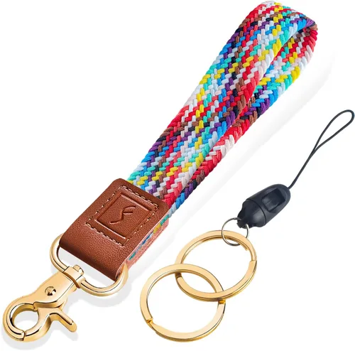 Vista 24 de Fishent Llavero de Muñeca Elástico, Cordones de Muñeca Trenzados Lindos para Llaves, Soporte de Llavero para Mujeres y Hombres, Correa de Muñeca