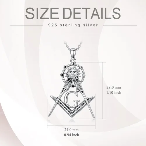 Vista 18 de PROESS Collar de plata de ley con colgante de montaña y sol de semilla de mostaza/masónico/brújula para mujeres y hombres, collar con colgante