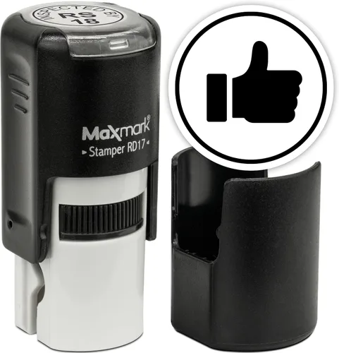 Vista 109 de MaxMark Sello de Emoji Autoentintado Redondo - Enojada - Tinta Negra