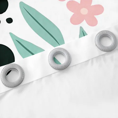 Vista 5 de Manfei Lindas cortinas de ventana con estampado de hojas de flores para niños, niñas y adultos, tratamiento de ventana de ajolote floral botánico