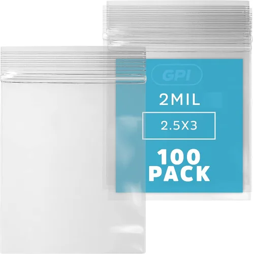 Vista 16 de GPI - Paquete de 100 bolsas de plástico transparente con cremallera de 1 x 1 pulgada de grosor, bolsas de plástico transparente con cierre