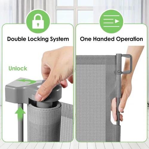 Vista 4 de Puerta retráctil extra ancha de 90 pulgadas para bebés, puerta larga para perros para amplias aperturas, puerta grande para mascotas para interiores