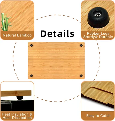 Vista 4 de Tabla de cortar de bambú compatible con horno doble Ninja DCT401 DCT402 DCT451, tabla de cortar resistente al calor para horno tostador