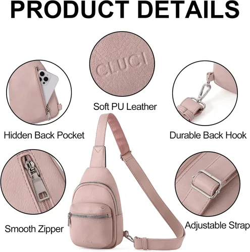 Vista 5 de CLUCI Small Sling Bag for Women, Leather Crossbody Fanny Packs Trendy, Women's Chest Bag