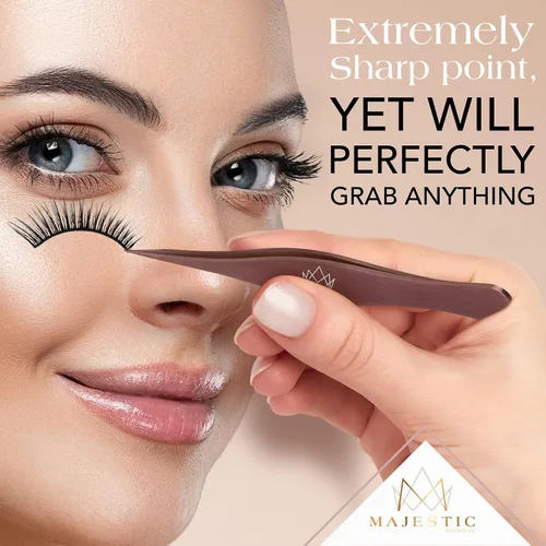 Vista 4 de Majestic Bombay Pinzas de punta fina para mujeres y hombres – Eliminar astillas, garrapatas, vello facial, cejas y vello encarnado – Pinzas
