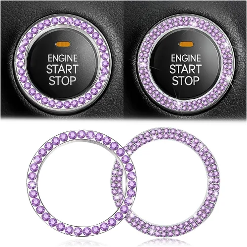 Vista 27 de Calcomanías de anillo de arranque de motor con diamantes de imitación de cristal, paquete de 2 unidades, cubierta / calcomanías para botón de Doble