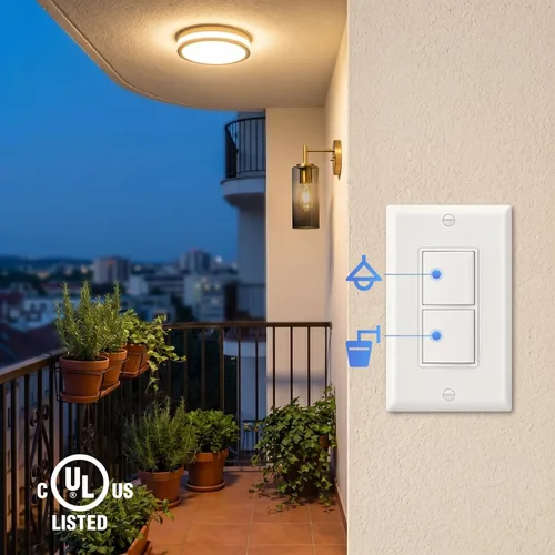 Vista 7 de Baomain Interruptor basculante dúplex de 15 Amp, 120 voltios, Interruptor combinado de CA monofólico