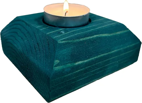 Vista 13 de Portavelas de madera para velas de té, 3.5 pulgadas, decoración del hogar de mesa (vela no incluida) (1, azul, barco)