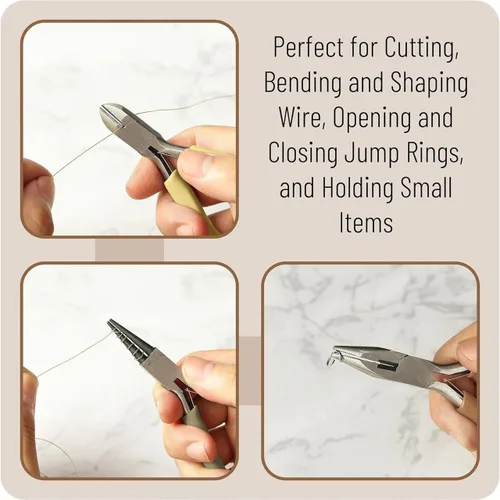 Vista 3 de 3-Piece Jewelry Plier Set, Chain Nose, Round Nose, Wire Cutter, Beading