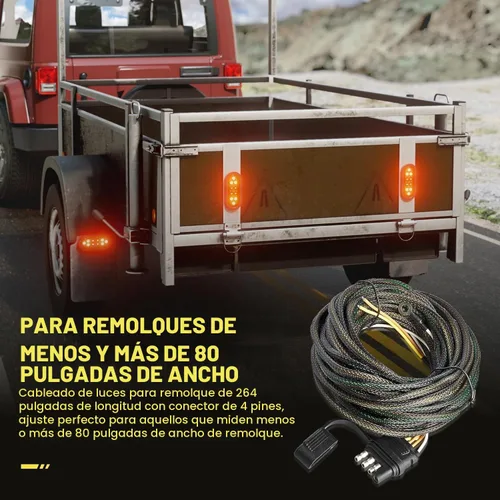 Vista 6 de Oyviny Arnés de cableado de remolque de 4 pines y 5 cables de 22 pies para recablación de luces traseras de ambos lados, kit de luz de remolque