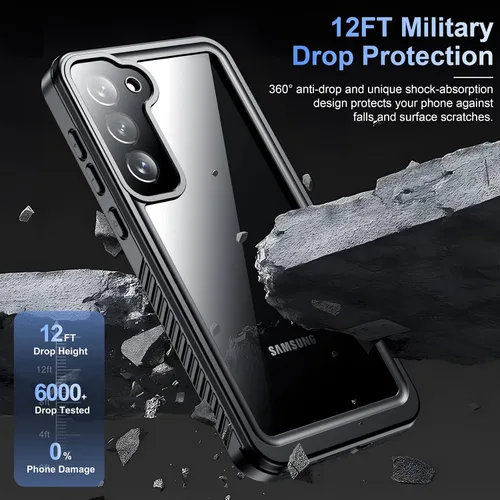 Vista 4 de Funda para Samsung Galaxy S23, lente y protector de pantalla incorporados a prueba de agua, cuerpo completo a prueba de golpes, a prueba de caídas