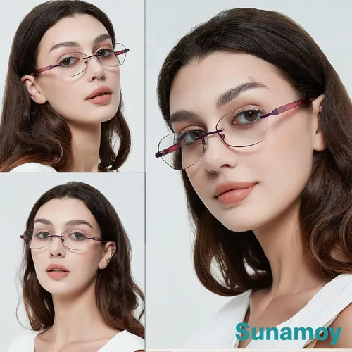 Vista 3 de Multifocus Gafas de lectura para mujer, progresivas, multifocales, sin marco, sin línea, lector bifocal, luz azul, diseño de computadora, lentes