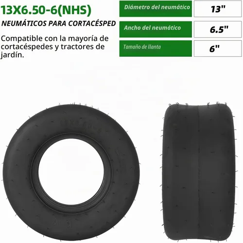 Vista 2 de AR-PRO (2-Pack) Neumáticos para cortacésped de 13X6.50-6, neumático de repuesto de 13X6.5-6 para tractor de césped, neumático para cortacésped sin