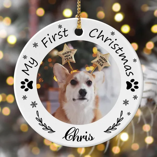 Vista 11 de 4 paquetes de adornos de Navidad personalizados con foto, adornos de Navidad personalizados para perros 2023 para árbol de Navidad, cachorros
