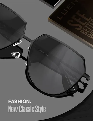 Vista 5 de LUENX Aviator Sunglasses Women Men Polarized Polygon Flat Lenses Trendy Designer Style 58MM