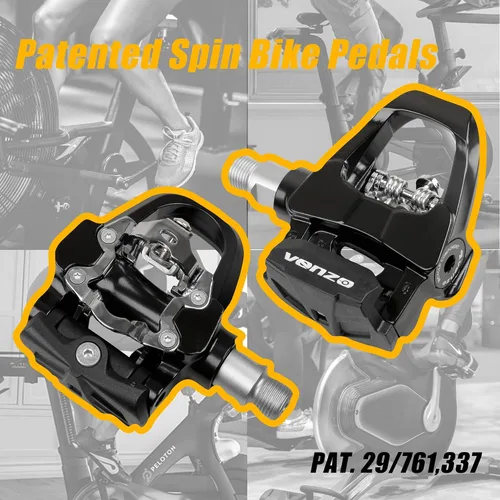 Vista 2 de Venzo Compatible con Shimano SPD-SL y Shimano SPD System para bicicleta de ejercicio en interiores, pedales y tacos con husillos resistentes de 9/16