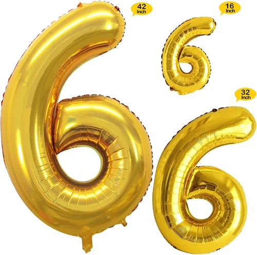Vista 2 de Goer, conjunto de globos de papel aluminio para decoraciones de cumpleaños, globos de las letras de feliz cumpleaños y de números Oro