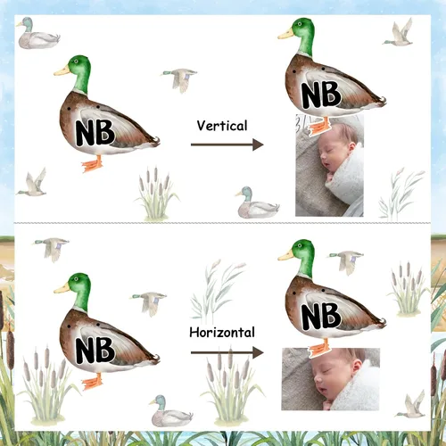 Vista 6 de Cartel de fotos de 1er cumpleaños de pato mallardo, cartel con imagen temática de pato de recién nacido a 12 meses, registro de crecimiento