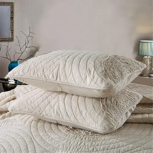 Vista 6 de ABREEZE Juego de edredón tamaño Queen, 100% algodón, color beige, con patrón floral 3D, edredones y colchas de estilo moderno con 2 fundas