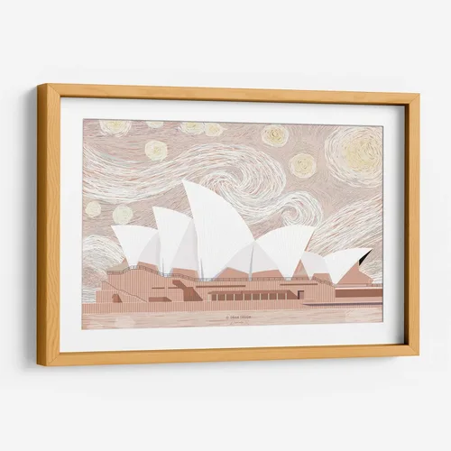 Vista 10 de Canvas Lab Sydney Opera House in Pink by DRAM 11 x 7 in Fine Art Framed Print, Frame Color: Black, With Mat Architecture, Cities