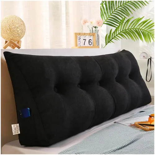 Vista 9 de EORNOW Almohada triangular para cabecero, cojín largo para respaldo de cabecero, cojín grande desmontable, almohada de lectura con funda extraíble
