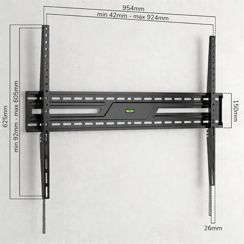Vista 2 de Superior Electronics - Soporte fijo para TV de pared de 60" a 100" (extra delgado), negro con nivel incluido - SUPSTV007