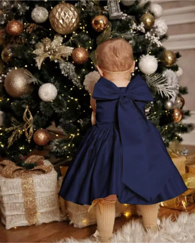 Vista 4 de 6M-8T - Vestido de fiesta de tutú para bebé, con lazo grande, para concurso de cumpleaños, para bautizo
