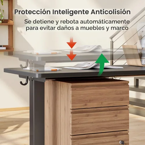 Vista 5 de FEZIBO - Escritorio de pie en forma de L de 63" x 55", altura ajustable, escritorio de computadora de esquina eléctrica de 63 pulgadas, escritorio