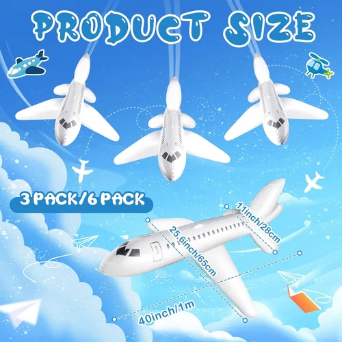 Vista 2 de Syhood 3 globos inflables grandes blancos de 40 pulgadas para decoración temática de aviación, avión inflable para fiestas al aire libre, regalos
