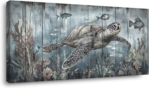 Vista 17 de ZOMNAI Arte de pared de mujer japonesa, pintura de estilo asiático, fondo amarillo, decoración de pared, tatuaje de peces en la parte posterior