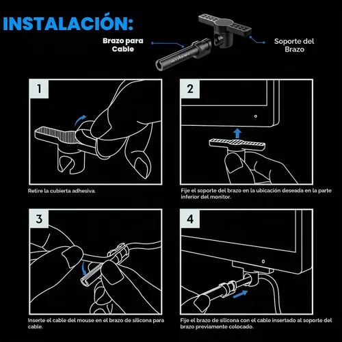 Vista 7 de Pulsar Gaming Gears - Micro Bungee ES : Soporte de ratón con cable sin arrastre - Movimiento libre en tu escritorio - Tamaño súper compacto