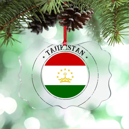 Vista 11 de Adornos de Navidad de Uzbekistán, bandera de Uzbekistán, adornos de árbol de Navidad, adornos de Navidad personalizados de acrílico transparente