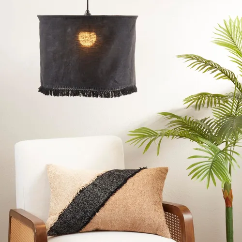 Vista 4 de Saro Lifestyle Pantalla de lámpara con flecos lavados a