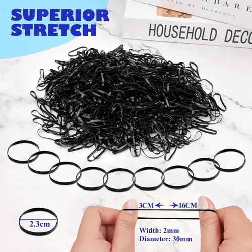 Vista 3 de 2000PCS pequeñas bandas de goma para el cabello, negro elástico plástico disponible de los lazos del pelo Soportes para el cabello, ideales